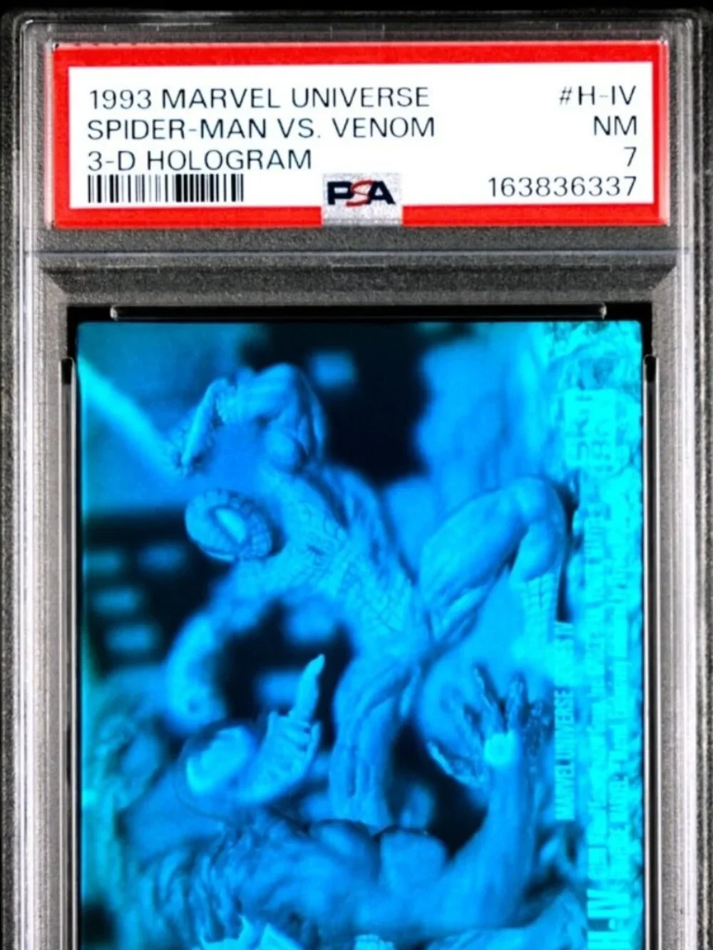 1993 Marvel Universe 3-D Blue Hologram PSA 7 H-IV Spiderman vs. Venom